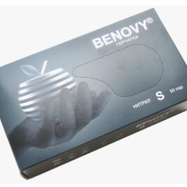 Перчатки Benovy нитриловые, черные S, 100шт11