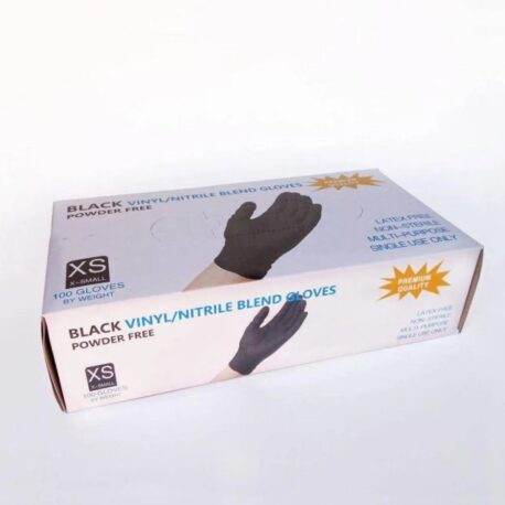 Перчатки винил-нитрил Wally Plastic черные XS, 100шт