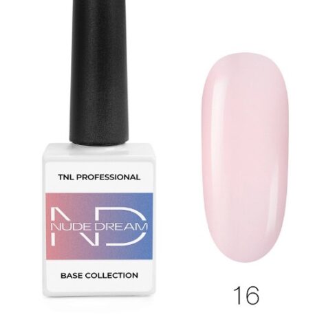 Цветная база (2 в 1) TNL Nude dream base №16 - клубничный пломбир ( светло бежевый розовый ) камуфлирующая основа для ногтей, 10 мл.1