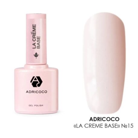 База для ногтей Adricoco камуфлирующая La creme base №15 натуральный с шиммером, 10мл