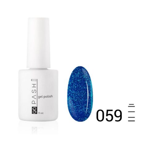 Цветной гель-лак PASHE №059 - Блестящий синий , (9 мл)